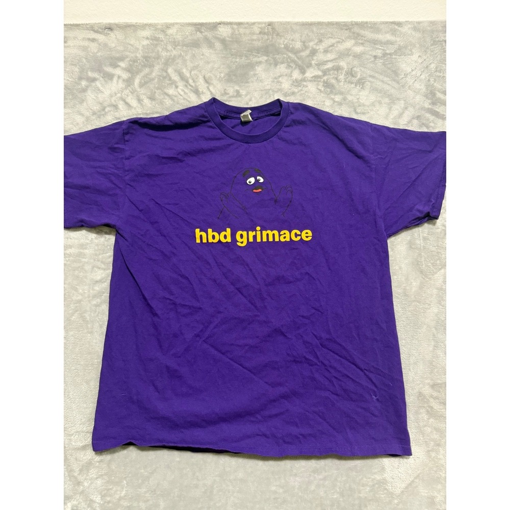 Gildan T-Shirt Mens XL Purple HBD Grimace McDonald's Graphic Short Sleeve Cotton